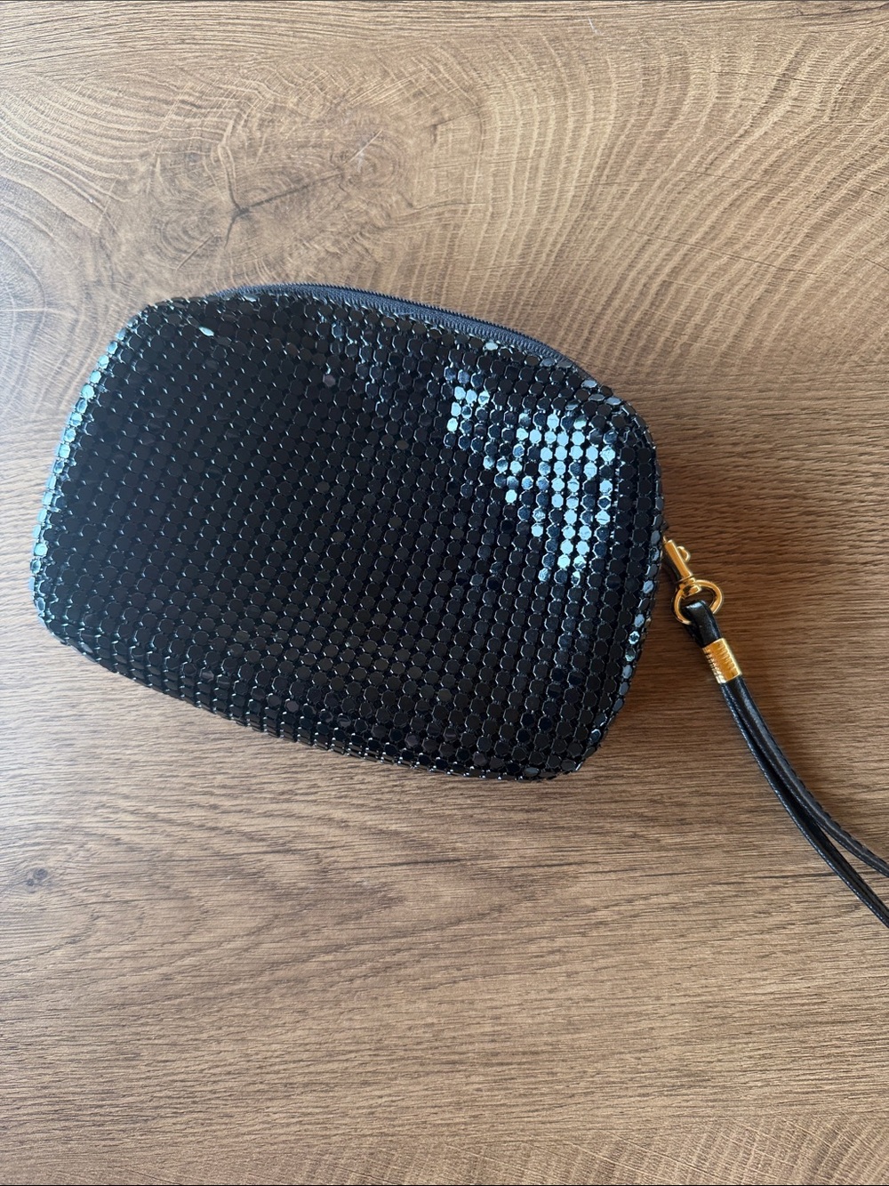 Vintage 70s Lorica Black Metal Mesh Wristlet Bag Chainmail Disco Evening Clutch